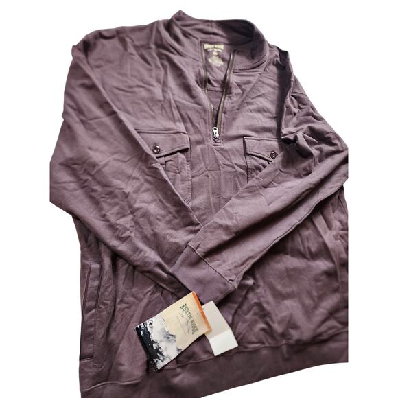 Rustic Ridge Mens Size 2XL Brown Cotton Half Zip Pullover Shirt Button Pockets - Picture 11 of 11